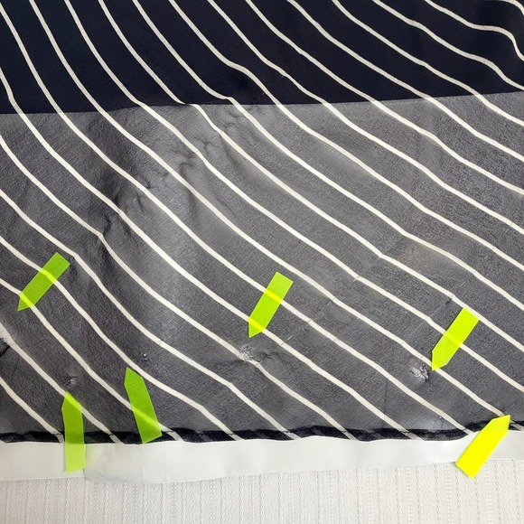 LAUNDRY Vintage Silk Chiffon Striped Dress Women 8 Navy Stripe - Picture 10 of 14